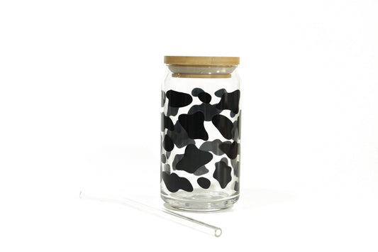 Cow Print Cafe Glass Cup